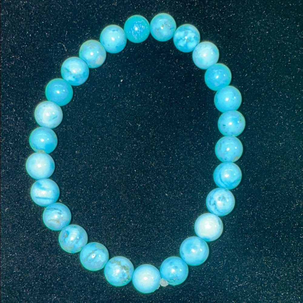 Elegant Natural Blue Turquoise Stone Beaded Bracelet